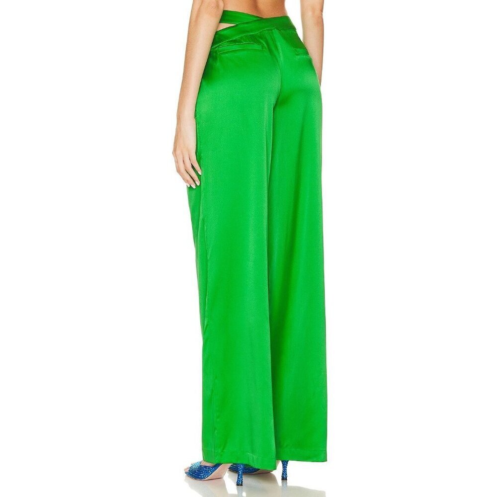 SEROYA Zarri Silk Wide Leg Pant Kelly Green Womens Size Small - Picture 5 of 13